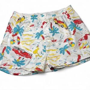 Vintage 70s multicolored beached themed unisex boxer style L
